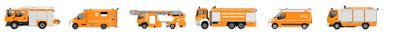 Six engins du pack Plat — Orange feux de forêts