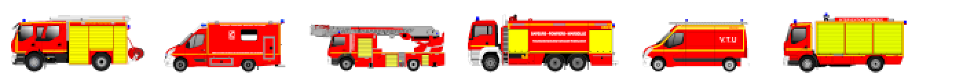 Six engins du pack Plat — Origine