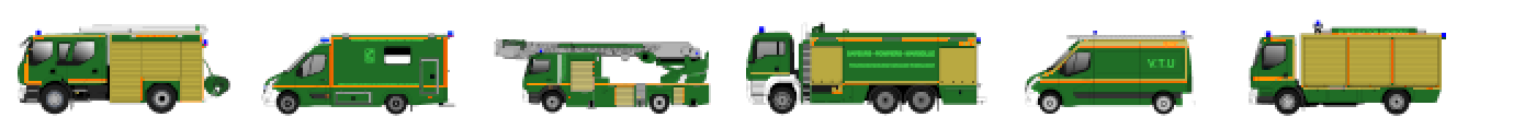 Six engins du pack Plat — Vert et laiton